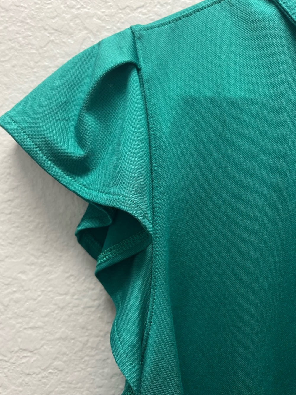 Walter Hagen Women's Teal Polo Sleeve Ruffle Top - Picture 2 of 3
